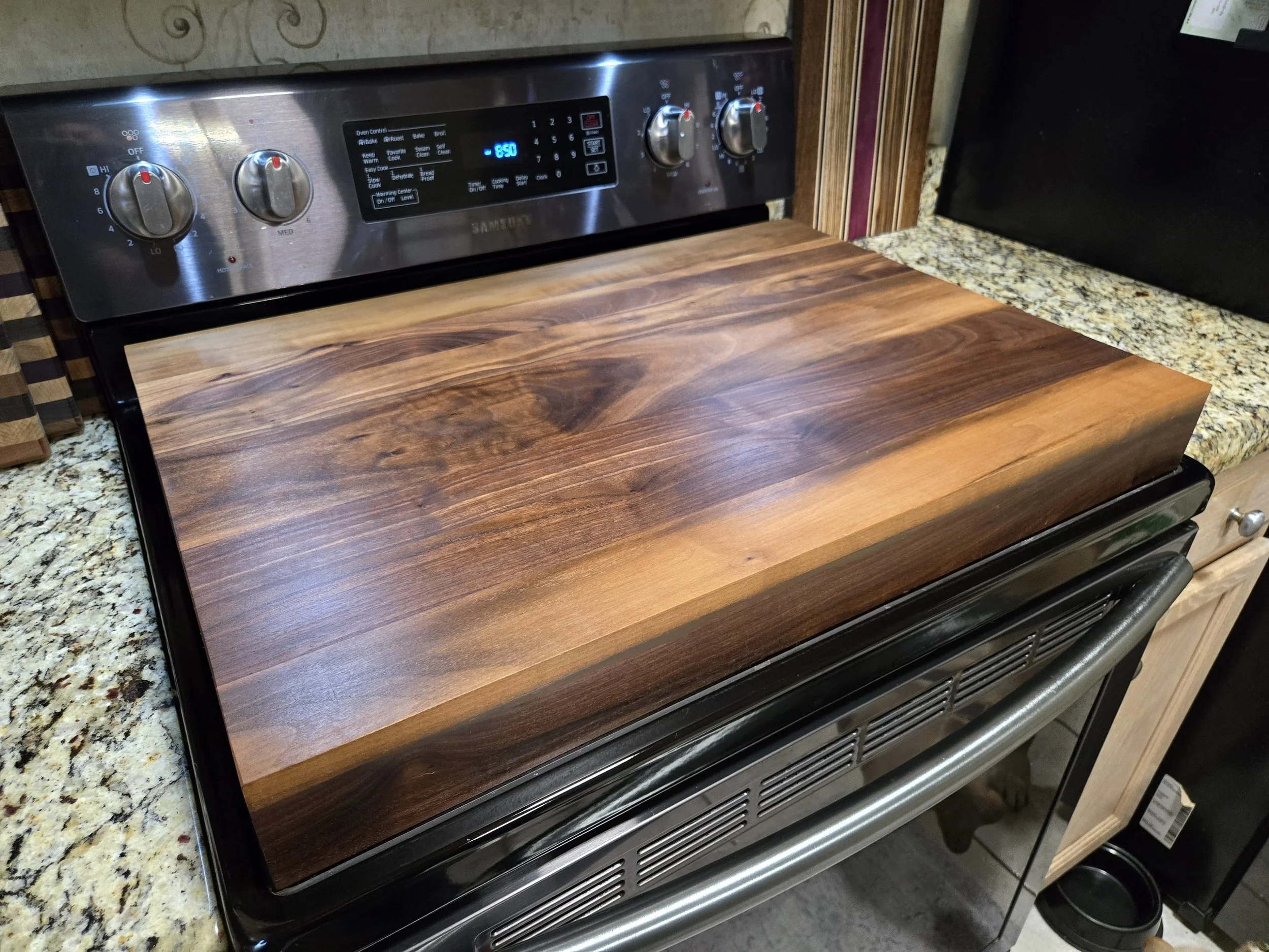Black Walnut Stove Cover | Large Handmade Hardwood Cutting Board | Serving Tray | Noodle Board | Raised Stove Cover